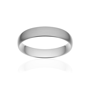 Alliance classique demi jonc confort or 750 blanc brossé 4,5 mm