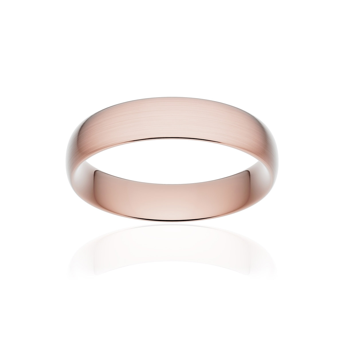 Alliance classique demi jonc confort or 750 rose brossé 5 mm
