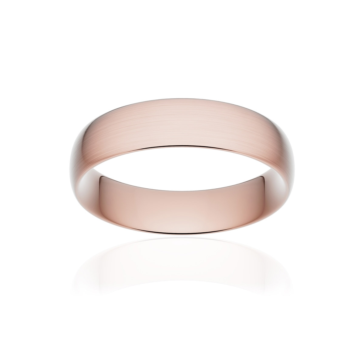 Alliance classique demi jonc confort or 750 rose brossé 5,5 mm