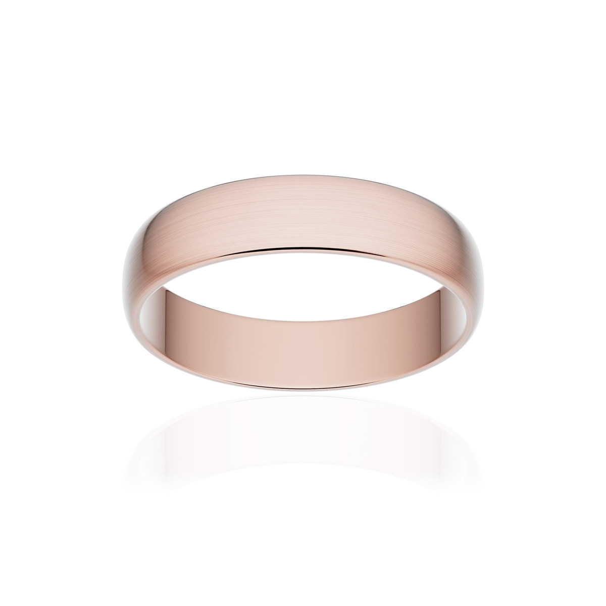 Alliance classique demi jonc or 750 rose brossé 4,5 mm