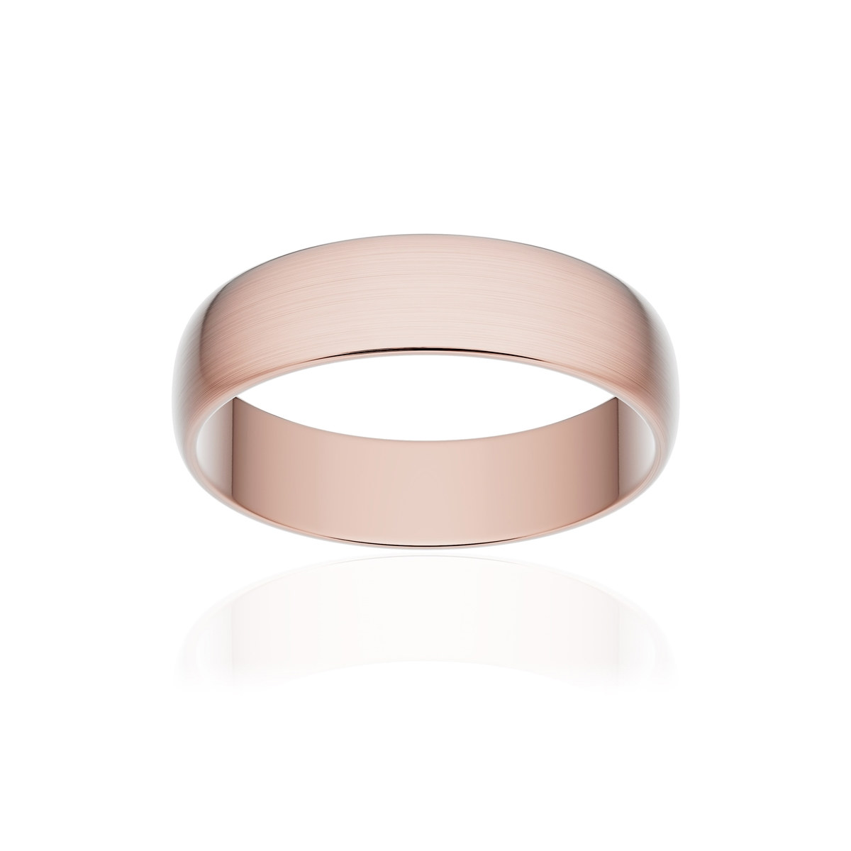 Alliance classique demi jonc or 750 rose brossé 5 mm