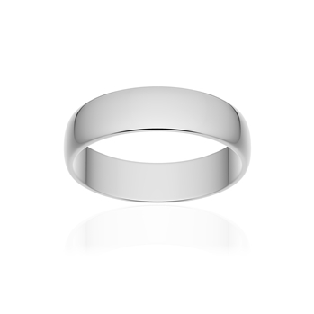 Alliance classique demi jonc or 750 blanc poli 5 mm