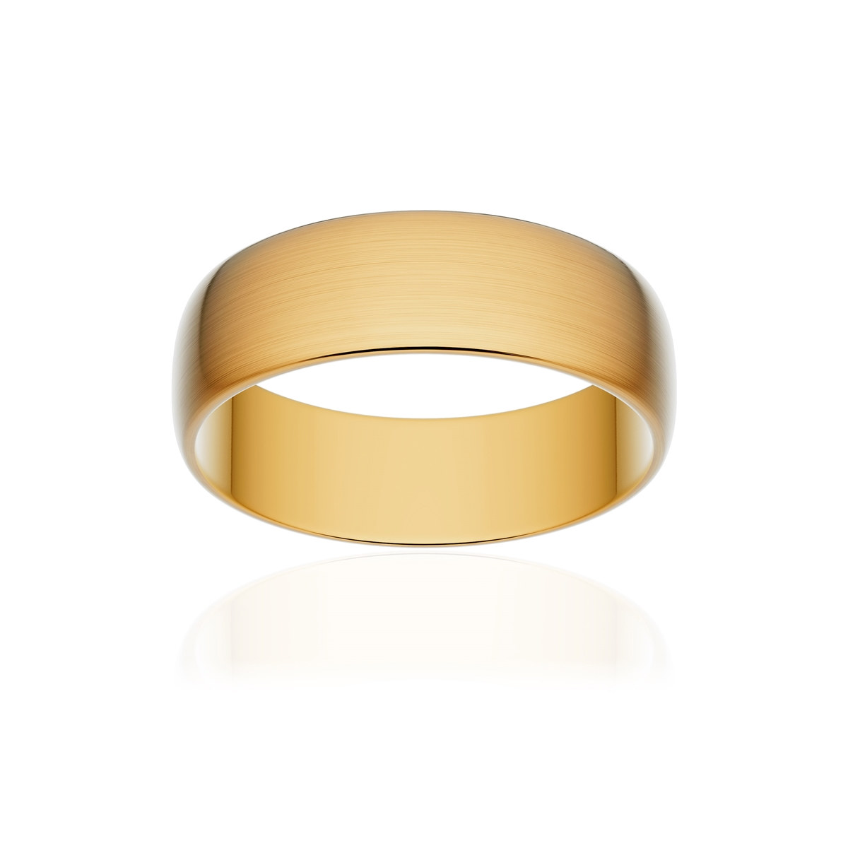 Alliance classique demi jonc or 750 jaune brossé 6 mm