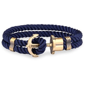 Bracelet Paul Hewitt laiton doré nylon bleu 20 cm