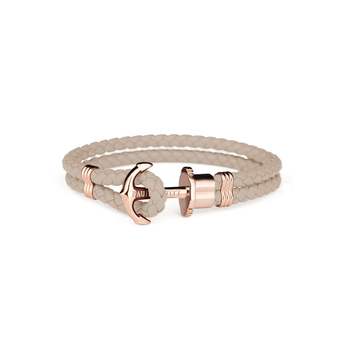 Bracelet paul hewitt acier rose cuir beige