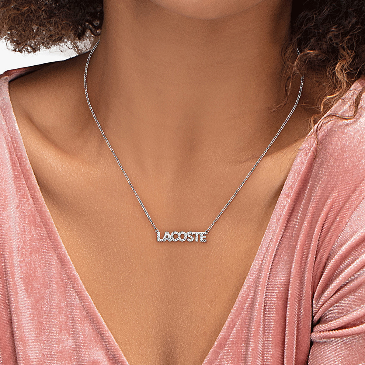 Collier LACOSTE acier - vue porté 1