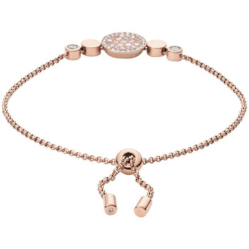 Bracelet FOSSIL acier inoxydable doré rose nacres et strass.