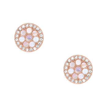 Boucles d'oreilles FOSSIL acier inoxydable doré rose nacres
