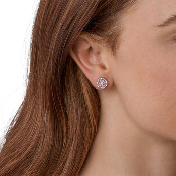 Boucles d'oreilles FOSSIL acier inoxydable doré rose nacres
