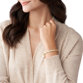 Bracelet FOSSIL acier inoxydable doré rigide strass