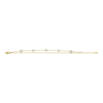 Bracelet FOSSIL acier inoxydable doré 2 rangs nacres 19 cm