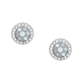 Boucles d'oreilles FOSSIL argent 925 nacre et zirconias