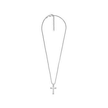 Collier FOSSIL acier inoxydable croix 55 cm