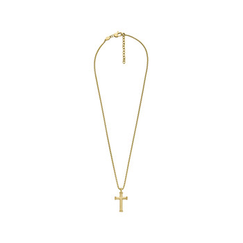 Collier FOSSIL acier inoxydable doré croix 55 cm