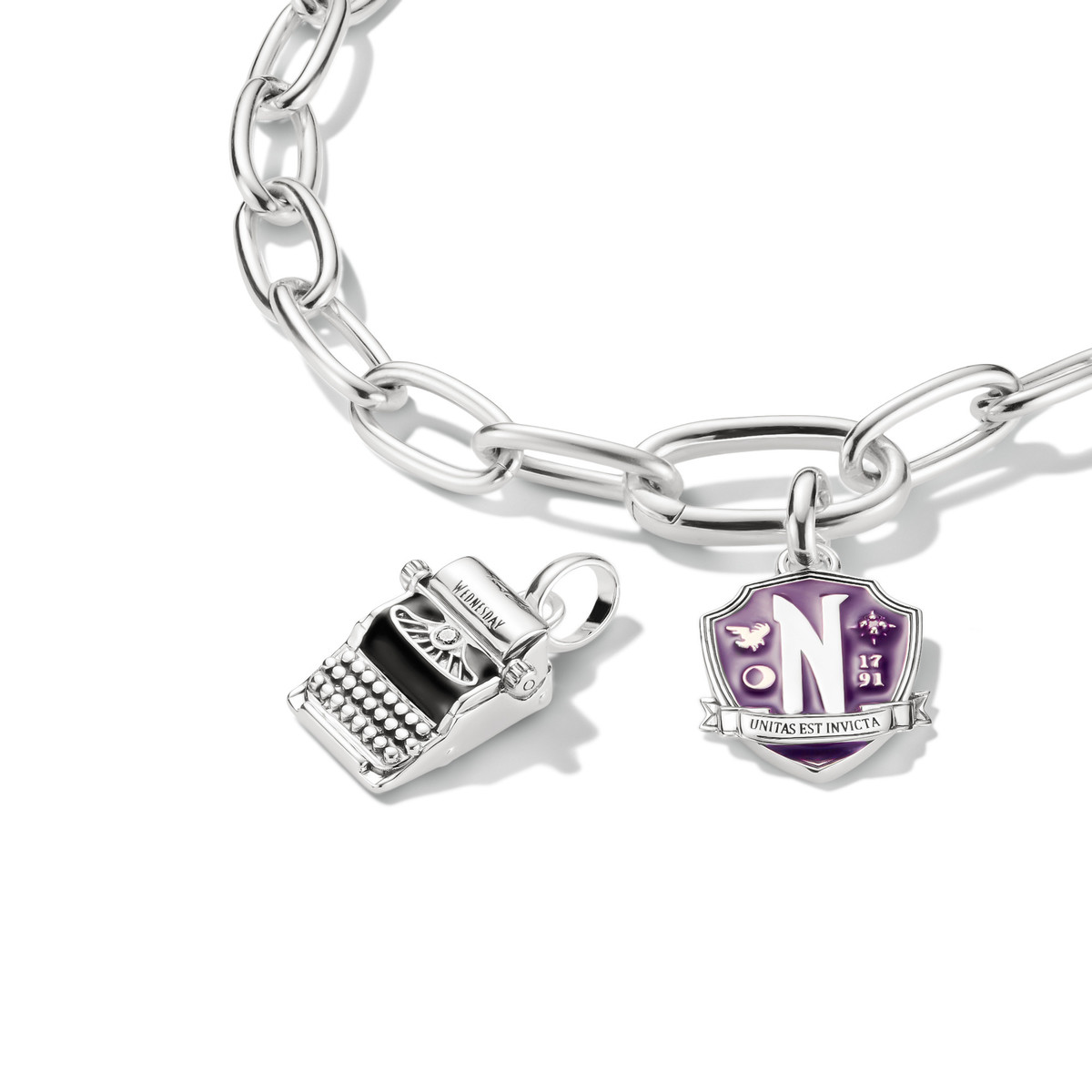Charm's THOMAS SABO X WEDNESDAY Machine à écrire Mercredi argent 925 zirconia noir - vue D1