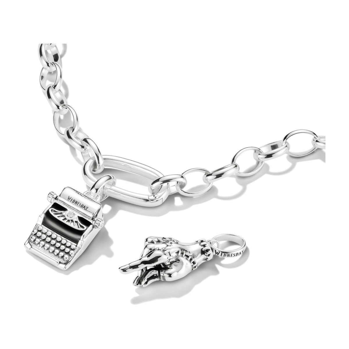 Charm's THOMAS SABO X WEDNESDAY Machine à écrire Mercredi argent 925 zirconia noir - vue D2