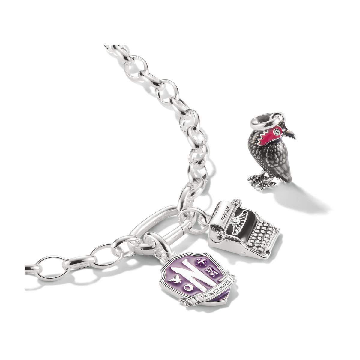 Charm's THOMAS SABO X WEDNESDAY Corbeau Mercredi argent 925 zirconia noir - vue D2