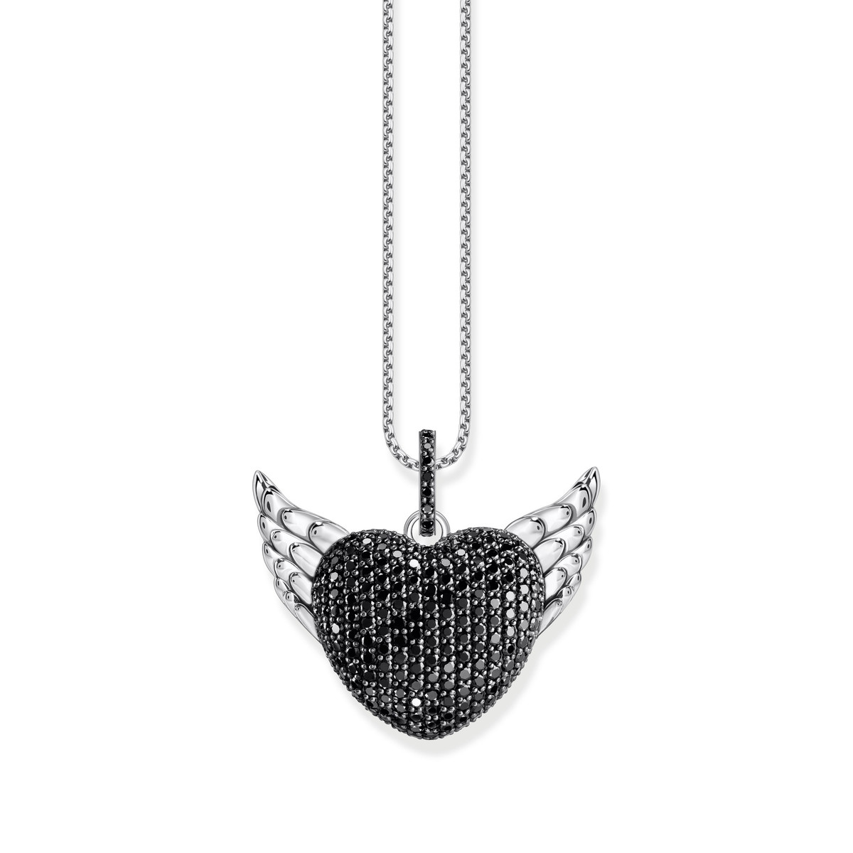 Pendentif THOMAS SABO REBELLIOUS GLAM coeur avec ailes argent 925 zirconia noir