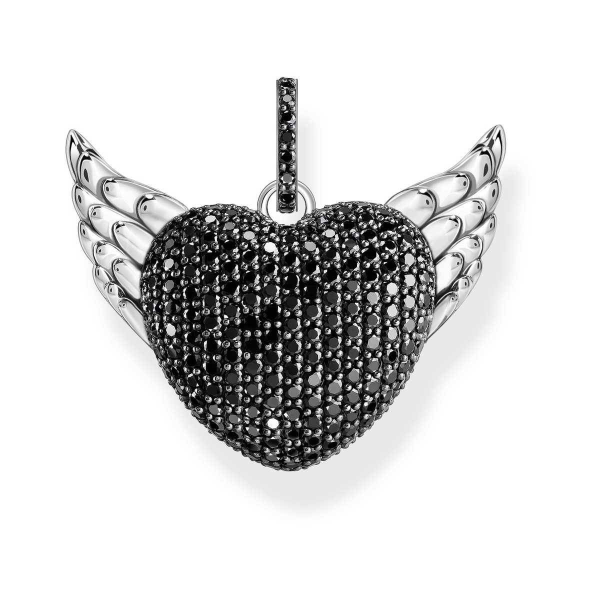 Pendentif THOMAS SABO REBELLIOUS GLAM coeur avec ailes argent 925 zirconia noir - vue 3