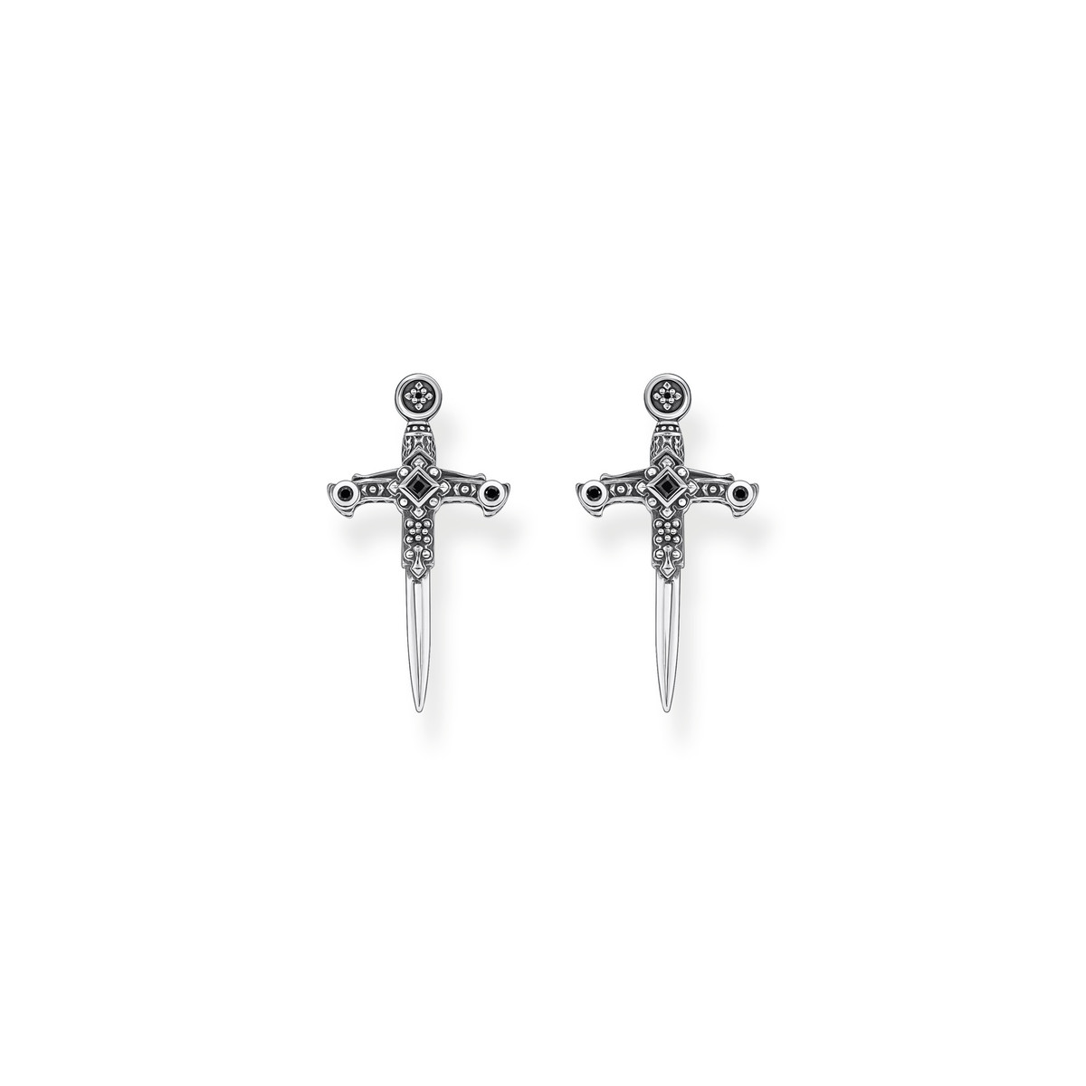 Boucles d'oreille THOMAS SABO REBEL KINGDOM épée argent 925 zirconia noir - vue 2