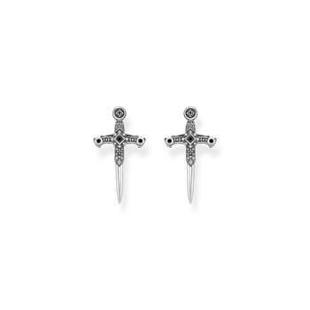 Boucles d'oreille THOMAS SABO REBEL KINGDOM épée argent 925 zirconia noir