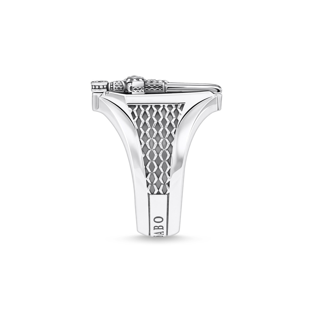 Chevaliere THOMAS SABO rebel kingdom épée argent 925 onyx noir zirconia - vue 2
