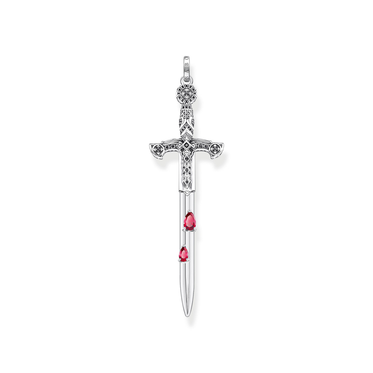 Pendentif THOMAS SABO REBEL KINGDOM argent 925 rubis synthetique rouge zirconia noir