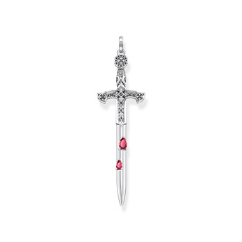Pendentif THOMAS SABO REBEL KINGDOM argent 925 rubis synthetique rouge zirconia noir