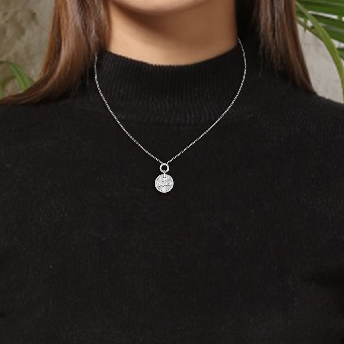 Collier LACOSTE MOMENTO acier 46 cm - vue porté 1