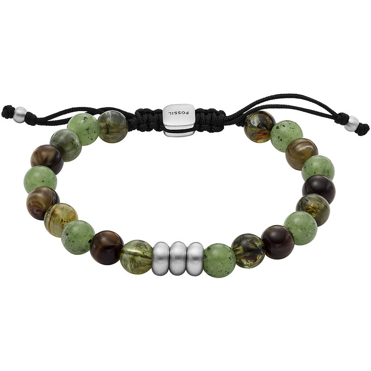 Bracelet FOSSIL acrylique argent vert marron longueur 25 cm
