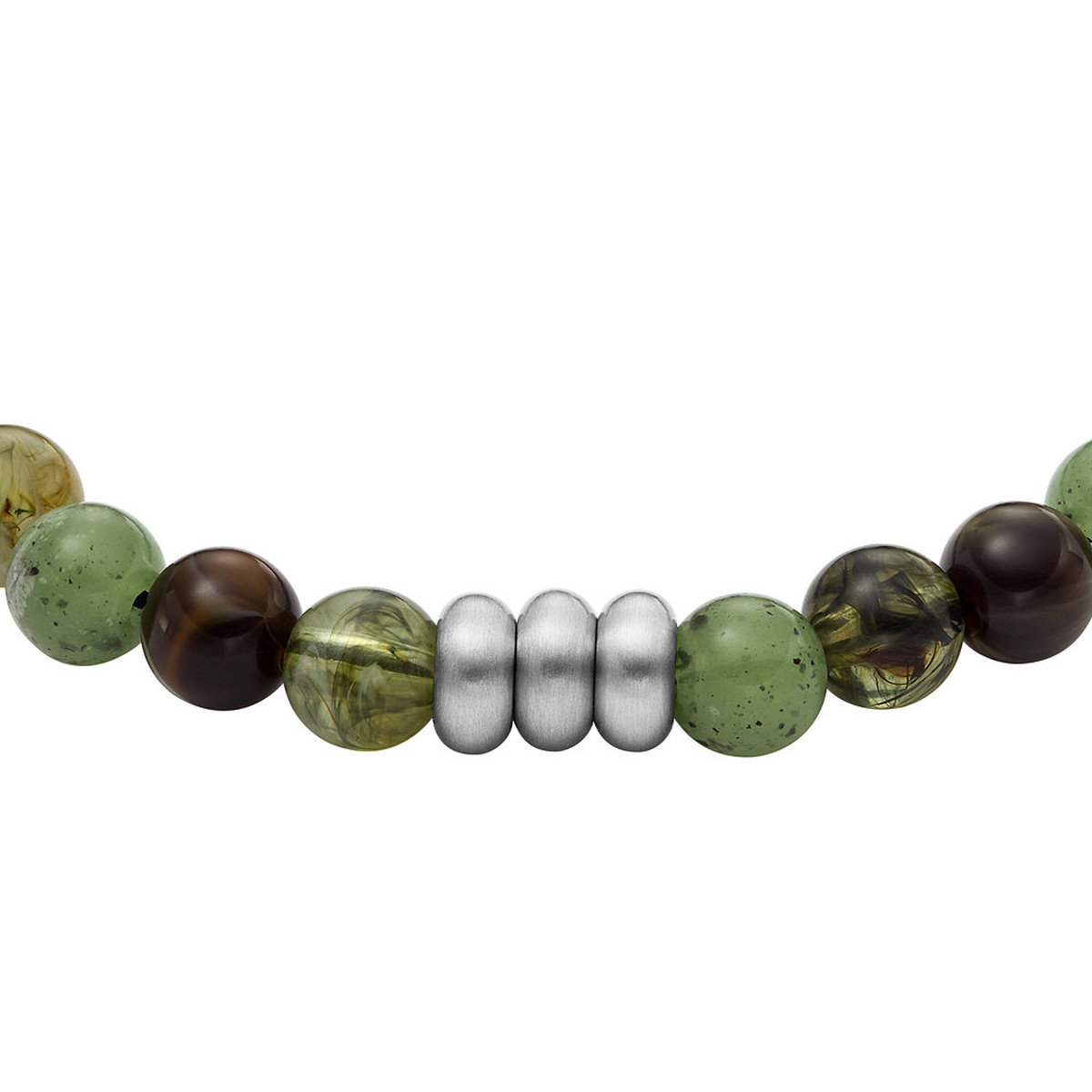 Bracelet FOSSIL acrylique argent vert marron longueur 25 cm - vue D2