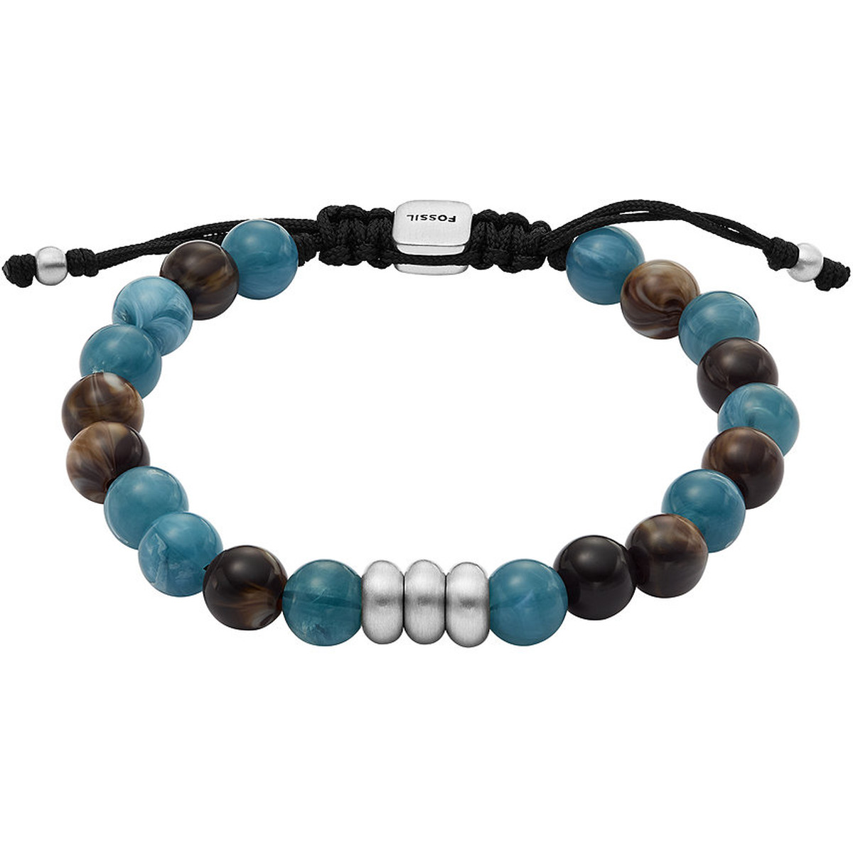 Bracelet FOSSIL acrylique argent bleu marron 25 cm