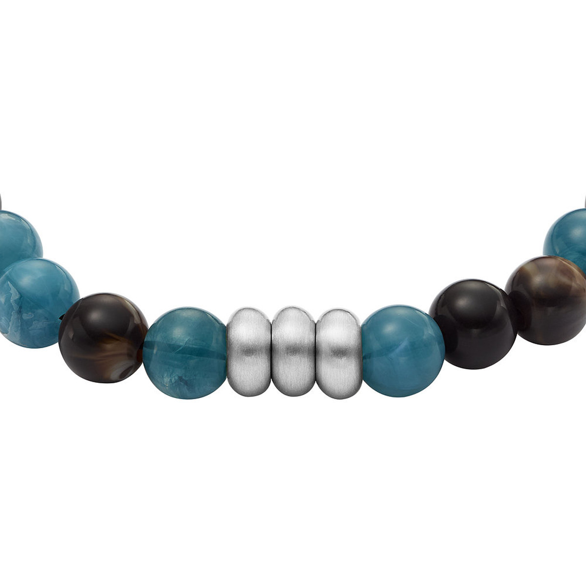 Bracelet FOSSIL acrylique argent bleu marron 25 cm - vue D2