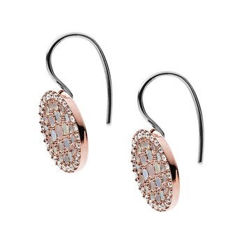Boucles d'oreille FOSSIL acier inoxydable doré rose nacres