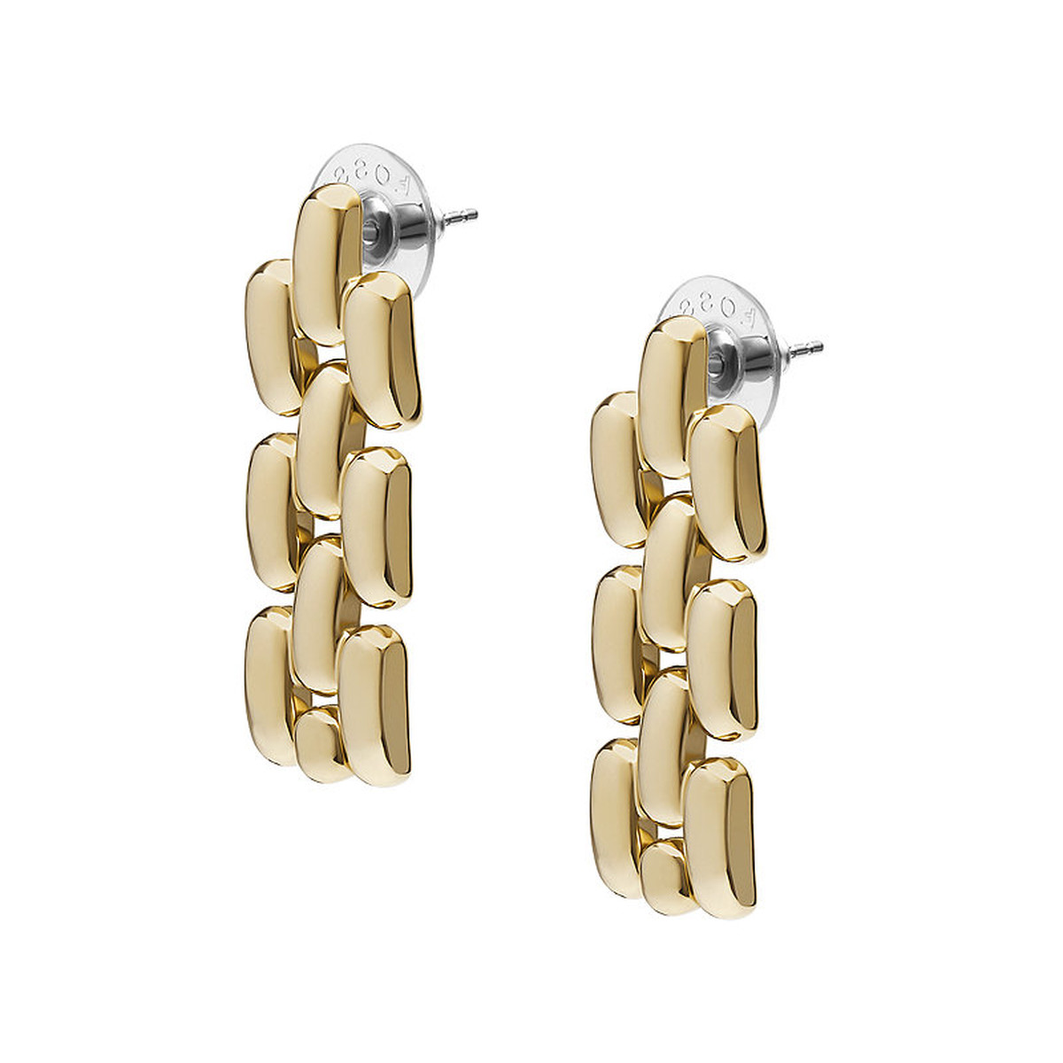 Boucles d'oreille FOSSIL acier inoxydable doré jaune - vue 2