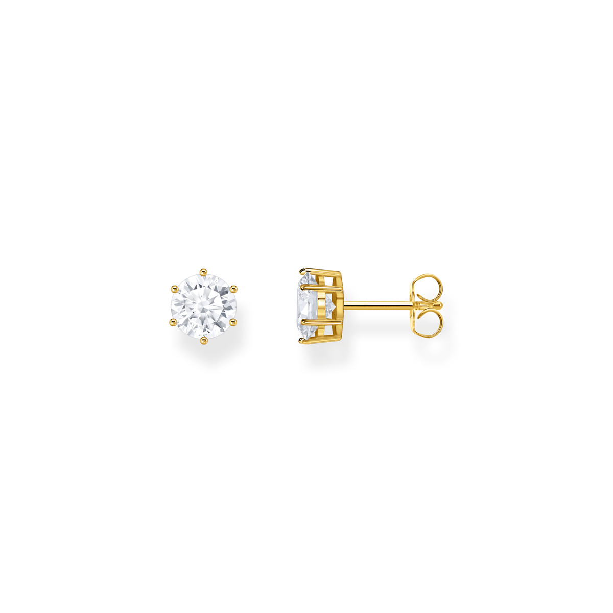 Boucles d'oreilles THOMAS SABO argent doré jaune oxyde de zirconium blanc