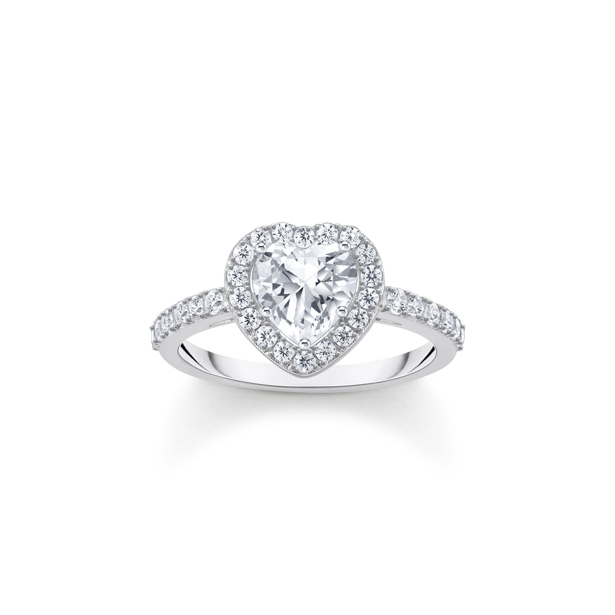 Bague HALO argent zircon blanc coeur