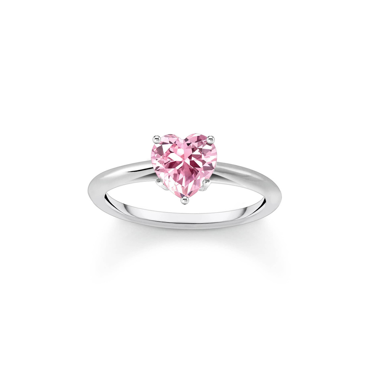 Bague argent avec zircon rose en forme de coeur