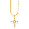 Collier THOMAS SABO argent plaqué or avec pendentif croix blanche Cross Romance - vue V1