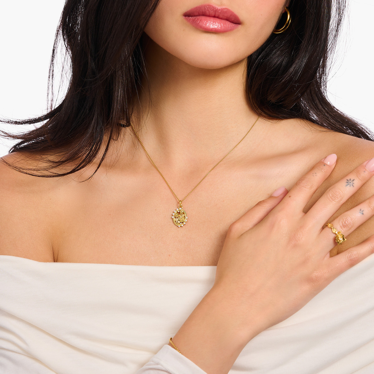 Collier THOMAS SABO argent plaqué or - vue porté 1