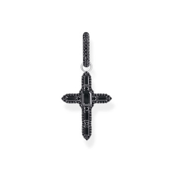BOUCLE D'OREILLE THOMAS SABO argent croix zirconium noir, vendue à l'unité