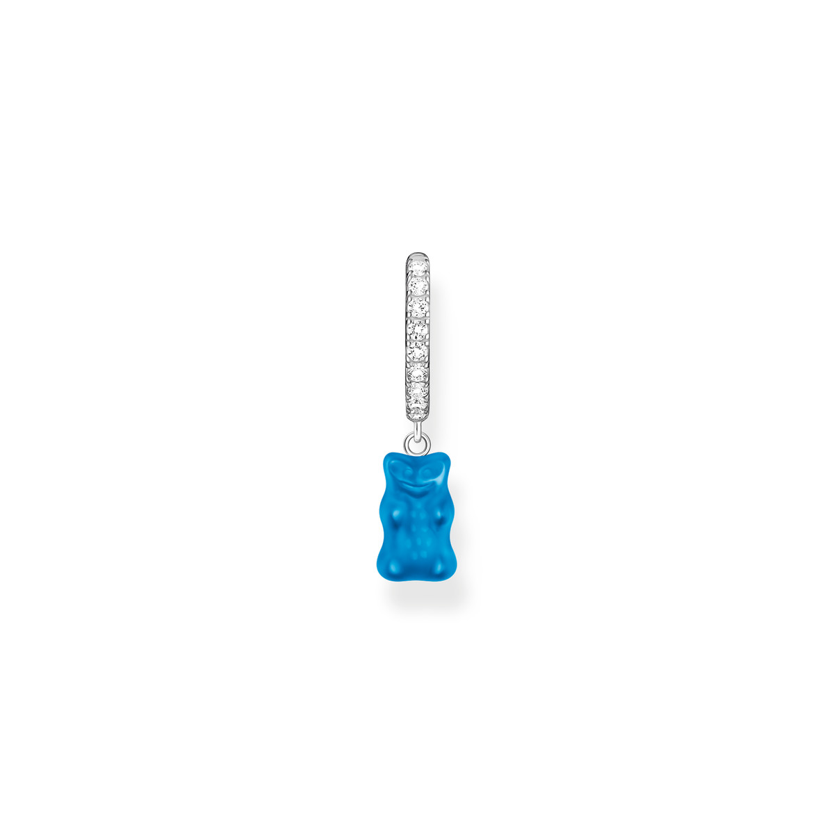 Créole individuelle argent avec Ours HARIBO bleu et pierres - vue 2