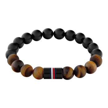 Bracelet TOMMY HILFIGER Jameson perles marron noir longueur 19 cm