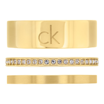 Bague CALVIN KLEIN acier doré jaune trio