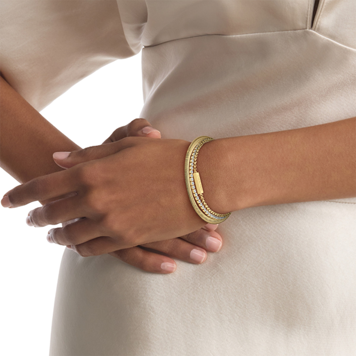 Bracelet CALVIN KLEIN acier doré Trio - vue porté 1