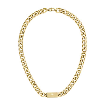 Collier LACOSTE backhand acier doré longueur 56 cm