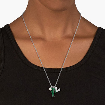 Collier LACOSTE umpire acier vert longueur 60 cm