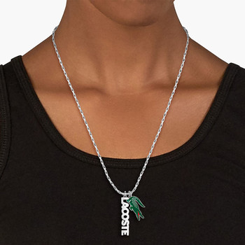 Collier LACOSTE umpire acier vert longueur 60 cm