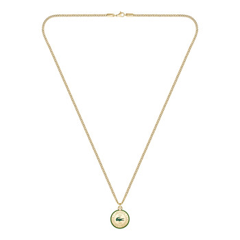 Collier LACOSTE vigor acier doré vert longueur 60 cm