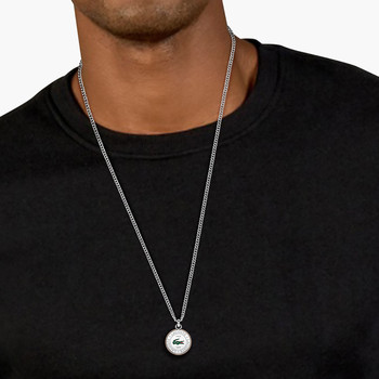 Collier LACOSTE matchpoint acier doré perles longueur 60 cm